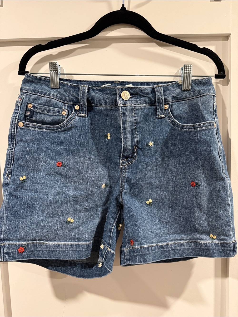 Seven7 Blue Embroidered Denim Shorts
